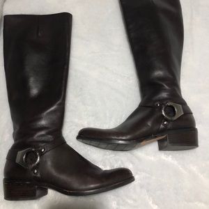 Via Spiga Dark Brown Riding Boot with Side Buckle